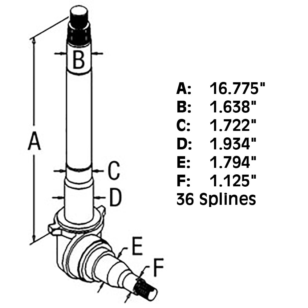 C9NN3105C Right Hand Spindle 36 Splines Fits Ford New Holland 8000 9000