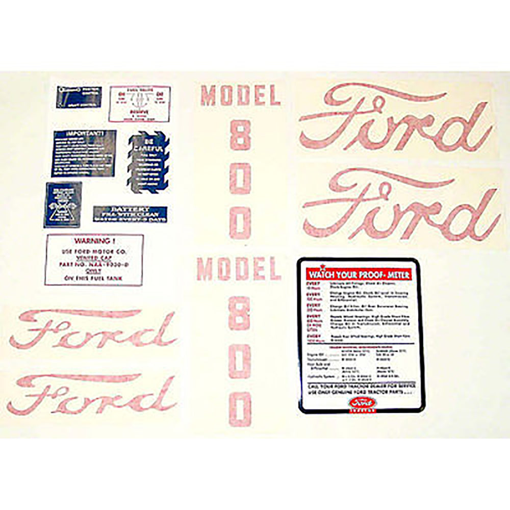 14 piece Mylar Decal Set Fits Ford Tractor 800 (1955 to 1957)