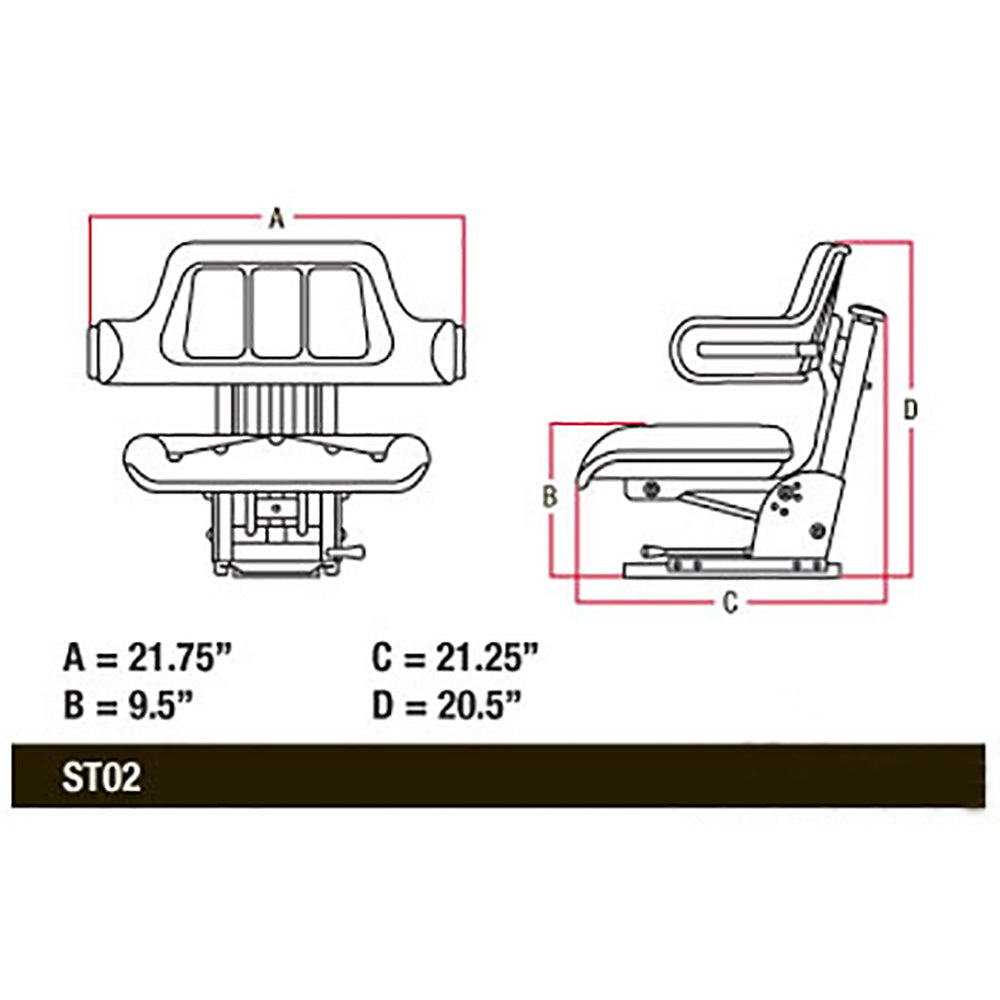 Seat TY24763 Fits John Deere 2240 2255 2280 2320 2350 2355 2355N 2420 2440 2550