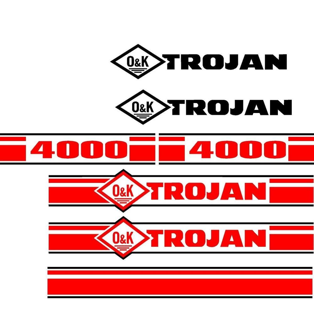 Trojan Wheel Loader 4000 Black & Red Decal Set with O & K Decals