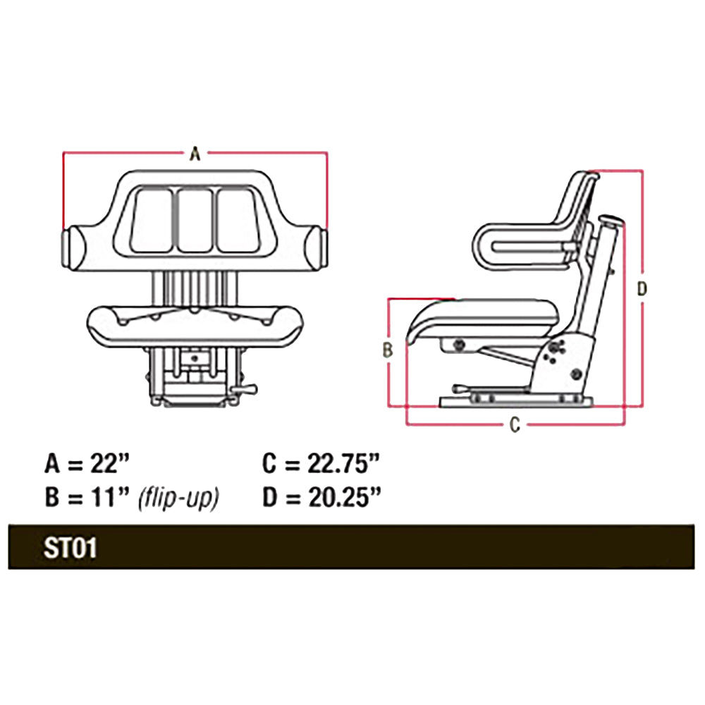 WF222BU Blue Flip-Up Wrap Around Back Full Seat For Several Fits Ford Fits New H